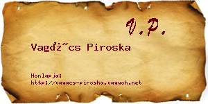 Vagács Piroska névjegykártya